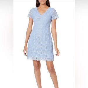 Adrianna Papell Light Blue Lace Mini Dress